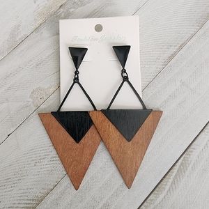 Long Wooden Geometric Earrings